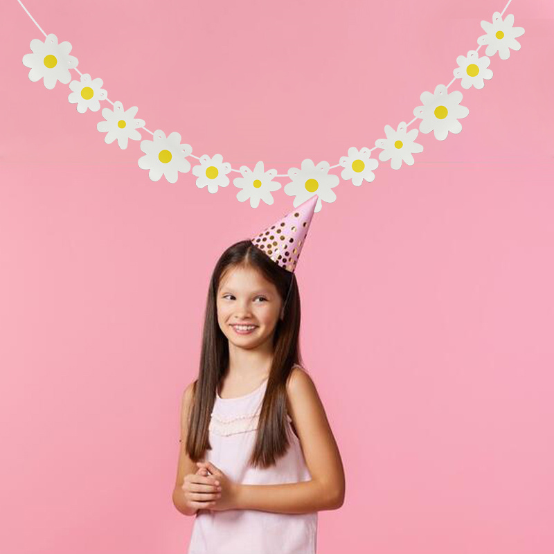 Baby Nursery Garland - 1 Set Weiße Gänseblümchen-Blumen-Girlande aus Papier,