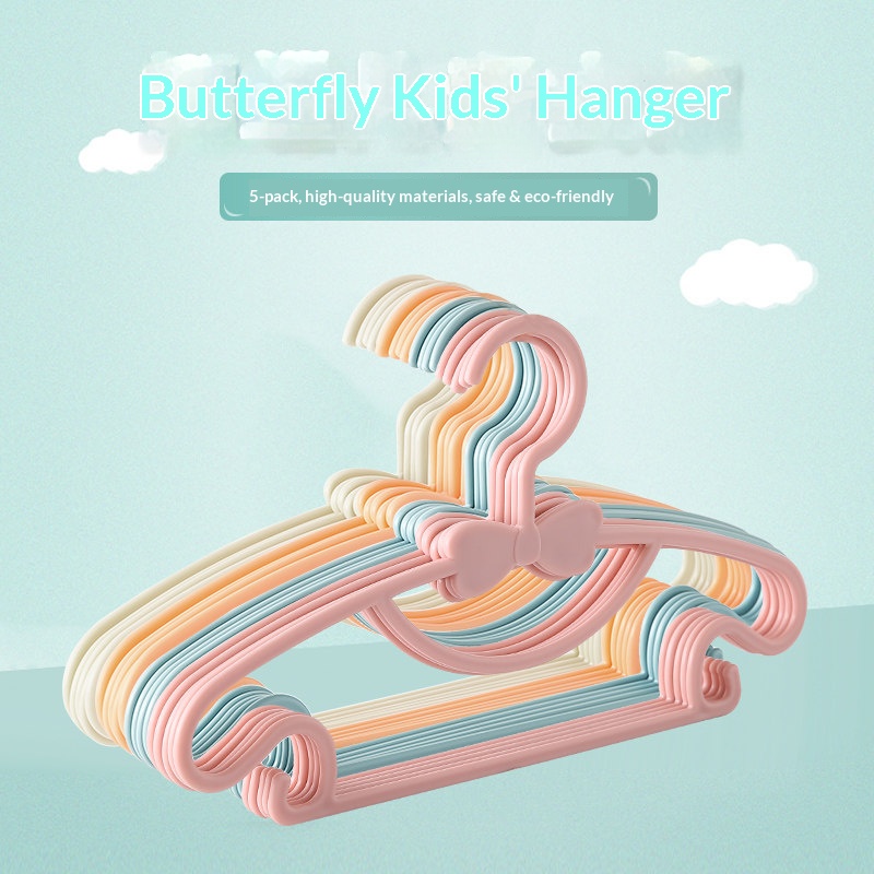 Baby Nursery Hooks - PP-Kunststoff-Babykleiderbügel mit süßer Schleife, rutschfester Haken,