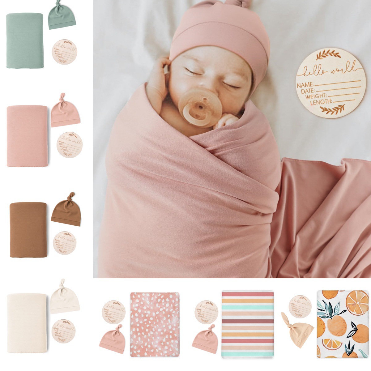 Baby Nursery Sets - Neugeborenen-Empfangsdecke mit passendem Stirnband und Mützen-Set,