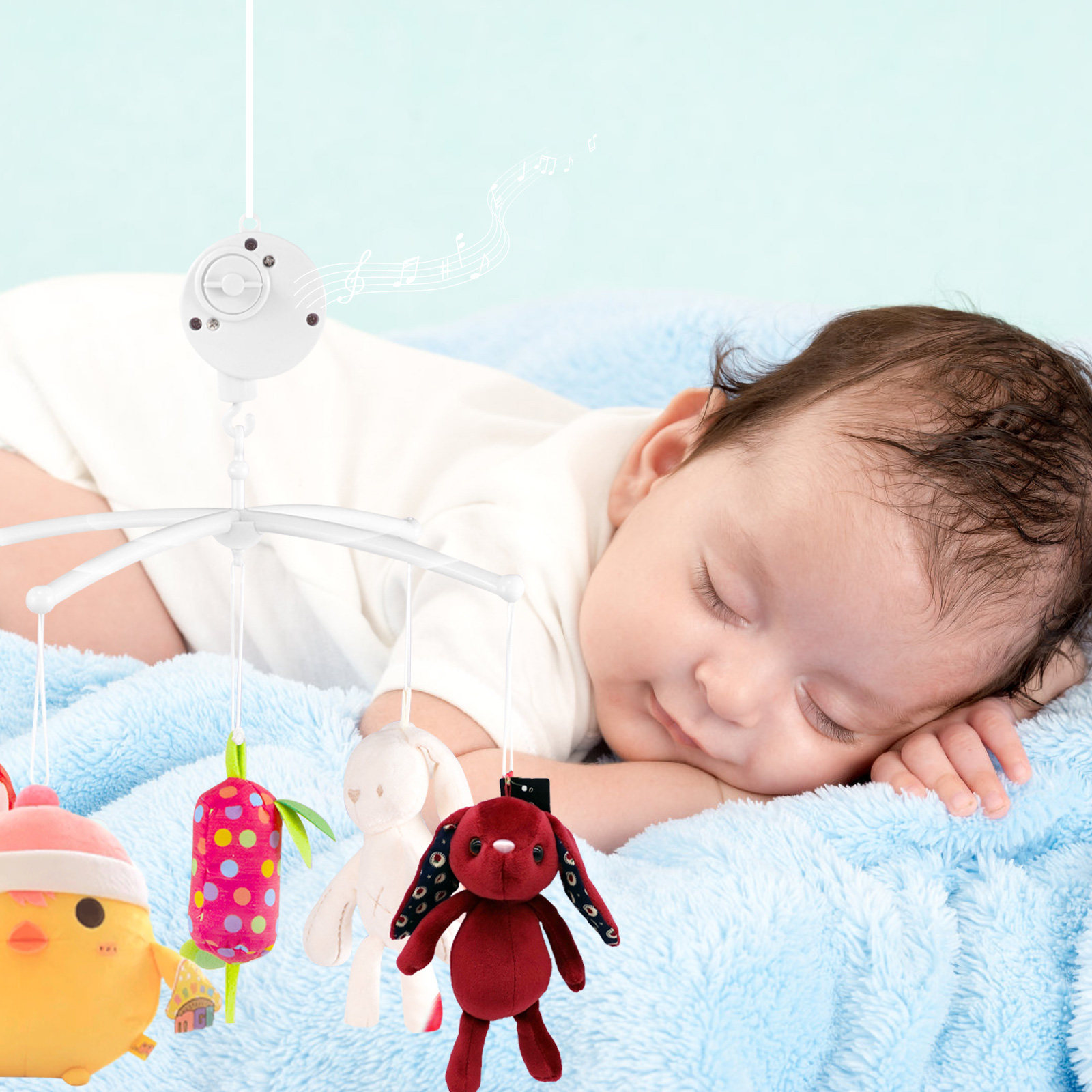 Baby Nursery Hooks - 1 Stück Baby-Musikbox, weißer Kunststoffhalter, drehbarer