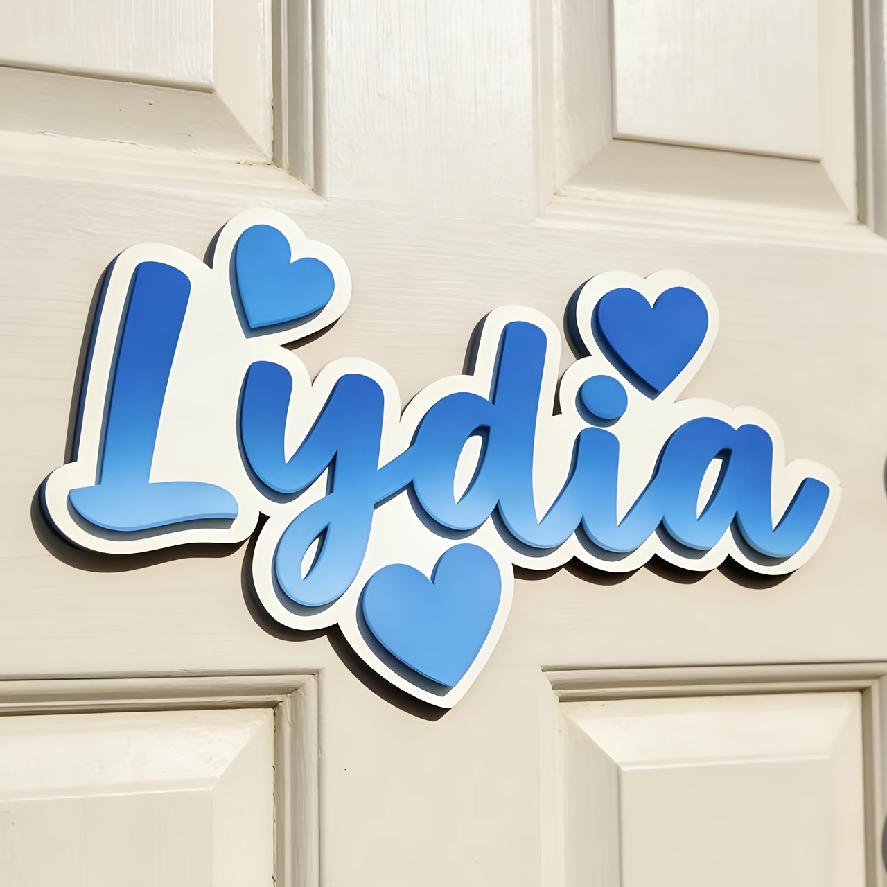 Baby Nursery Name Sign - Personalisiertes Farbverlauf-Herz-Namensschild, Anpassbare Rosa & Lila