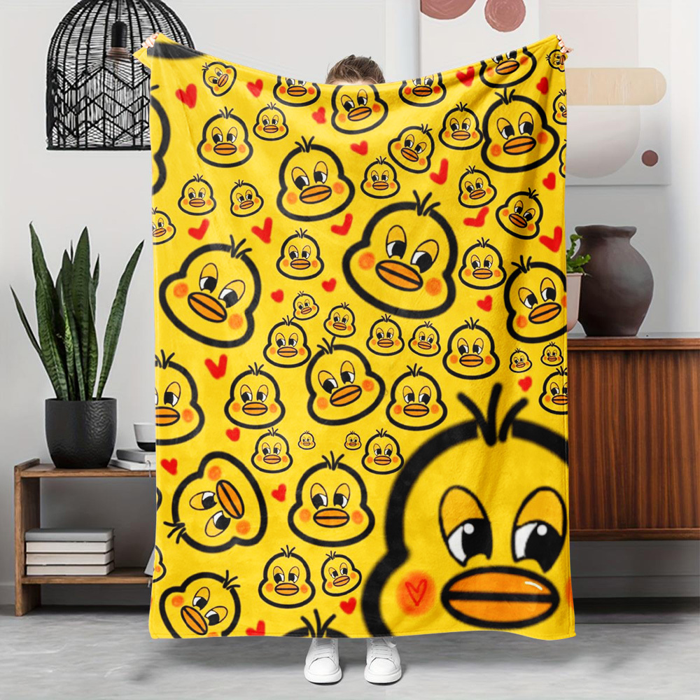Baby Nursery Yellow - Niedliche Gelbe Enten-Druck-Decke Plüsch-Dekor für Kinderzimmer