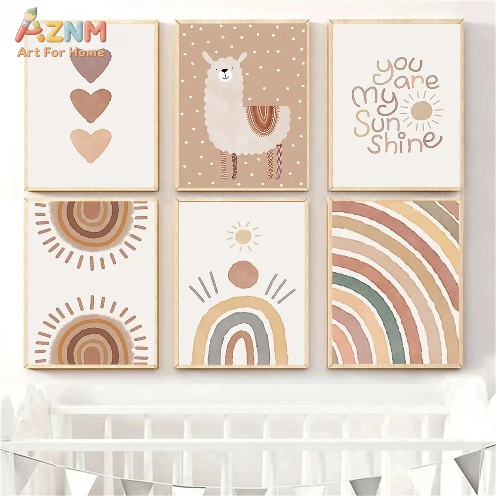Baby Nursery You Are My Sunshine - AZNM Boho Kinderzimmer Ungerahmter Leinwand-Wandkunstdruck Neutraler