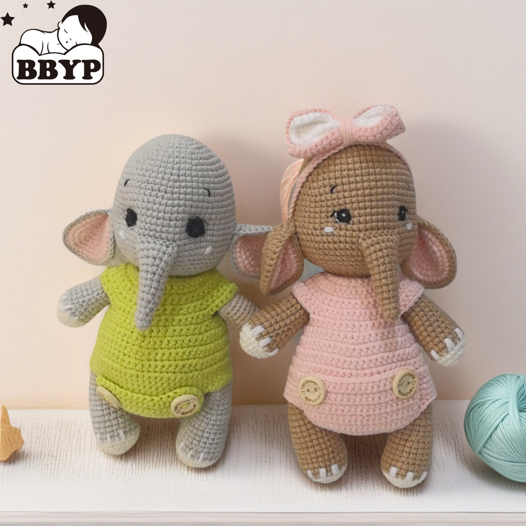 Baby Nursery Diy - Handgefertigte gehäkelte Elefanten-Plüschtiere für Paare –