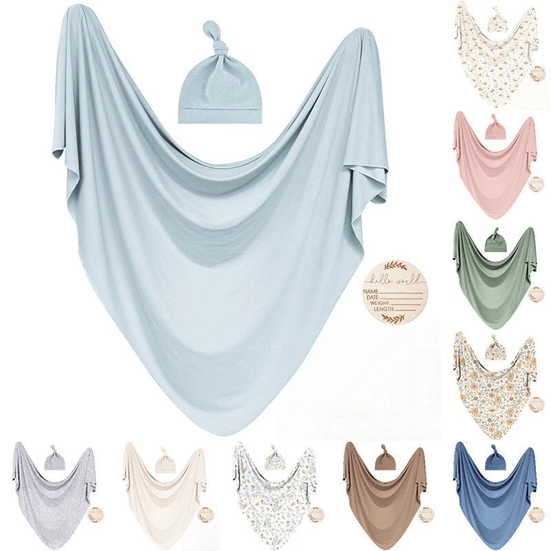 Baby Nursery Sets - Baby-Pucktuch-Empfangsdecken mit passender Beanie-Set, Wickeltuch für