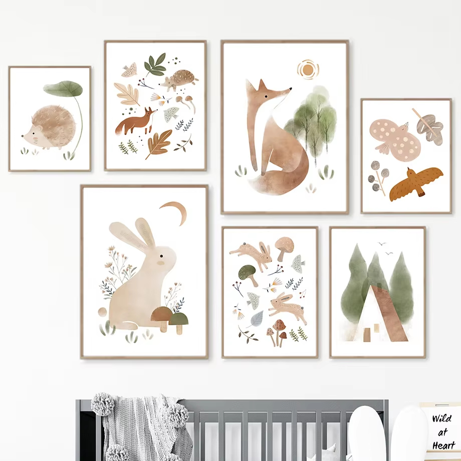 Baby Nursery Picture Frames - 1 Stück (ohne Rahmen) Boho Kaninchen