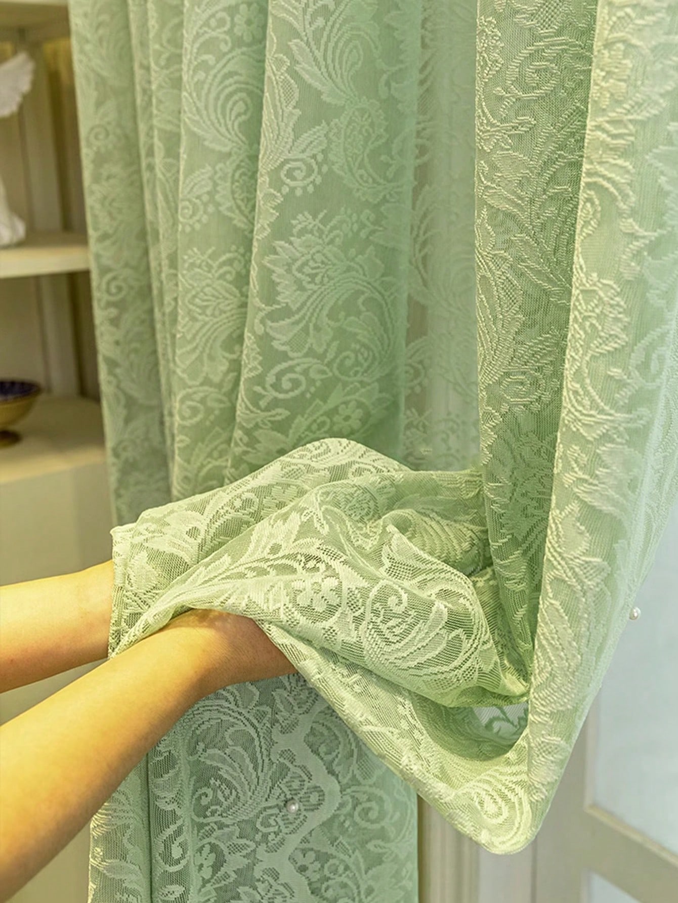 Blackout Curtain Nursery - 1 Stück aufklebbare Spitze Perlen Tüll