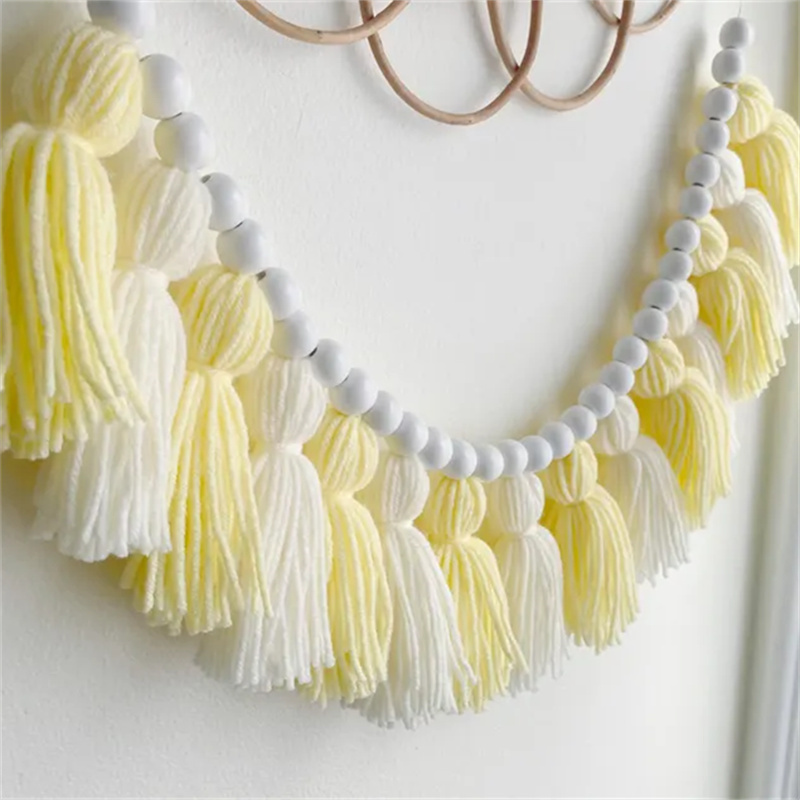 Baby Nursery Garland - Gelbe Boho Quasten-Girlanden Wanddekoration für Klassenzimmer,