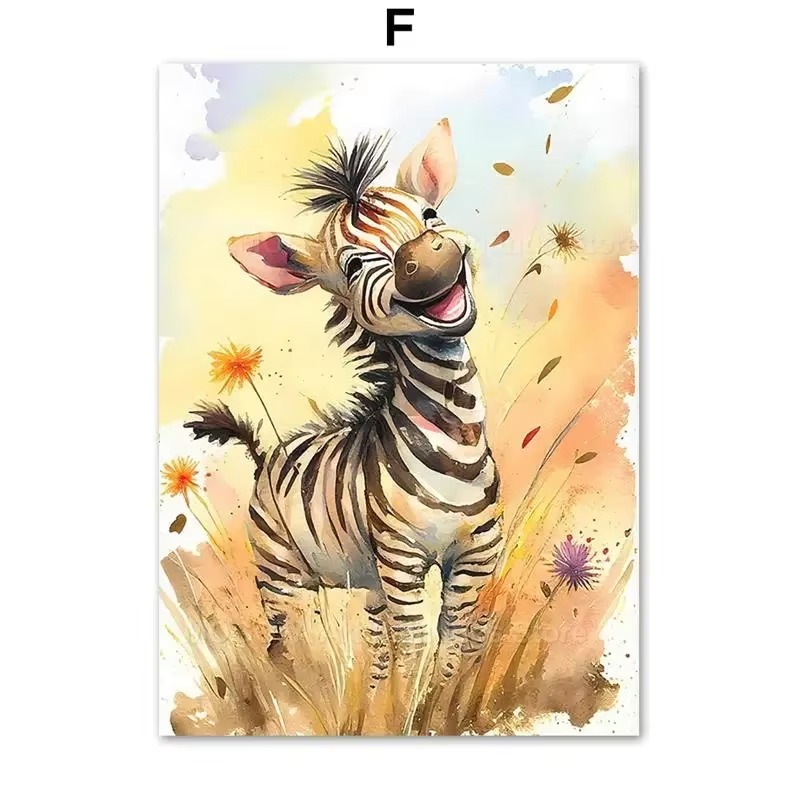 Baby Nursery Posters - Aquarell Löwe Giraffe Tiger Elefant Zebra