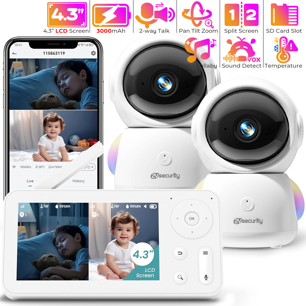 Baby Nursery Mobile - 2K-Babyphone mit 2 Kameras und Audio,