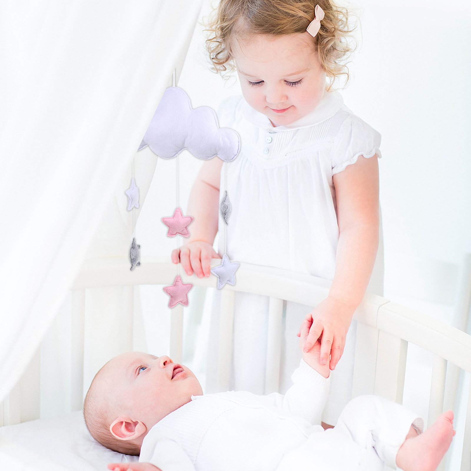 Baby Nursery Garland - 2 Stück Wolken-Regentropfen-Hängedekorationen, bezaubernde Filz-Deckengirlande, Anhänger