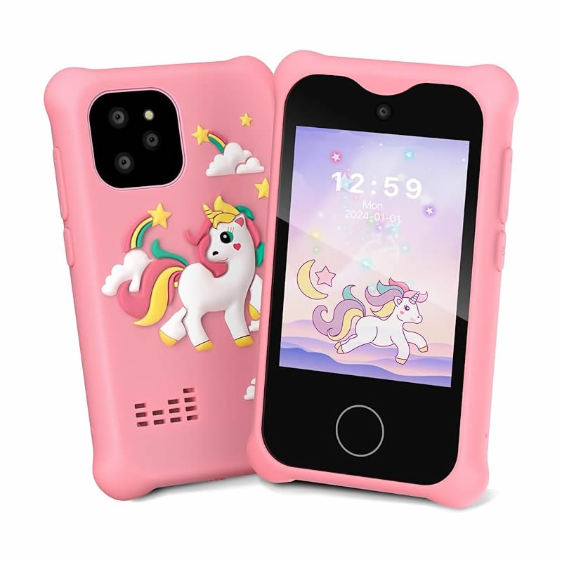 Baby Nursery Mobile - Digitalkamera Kinder-Smartphone MP3-Player Kamera-Spielzeug Touchscreen Einhorn