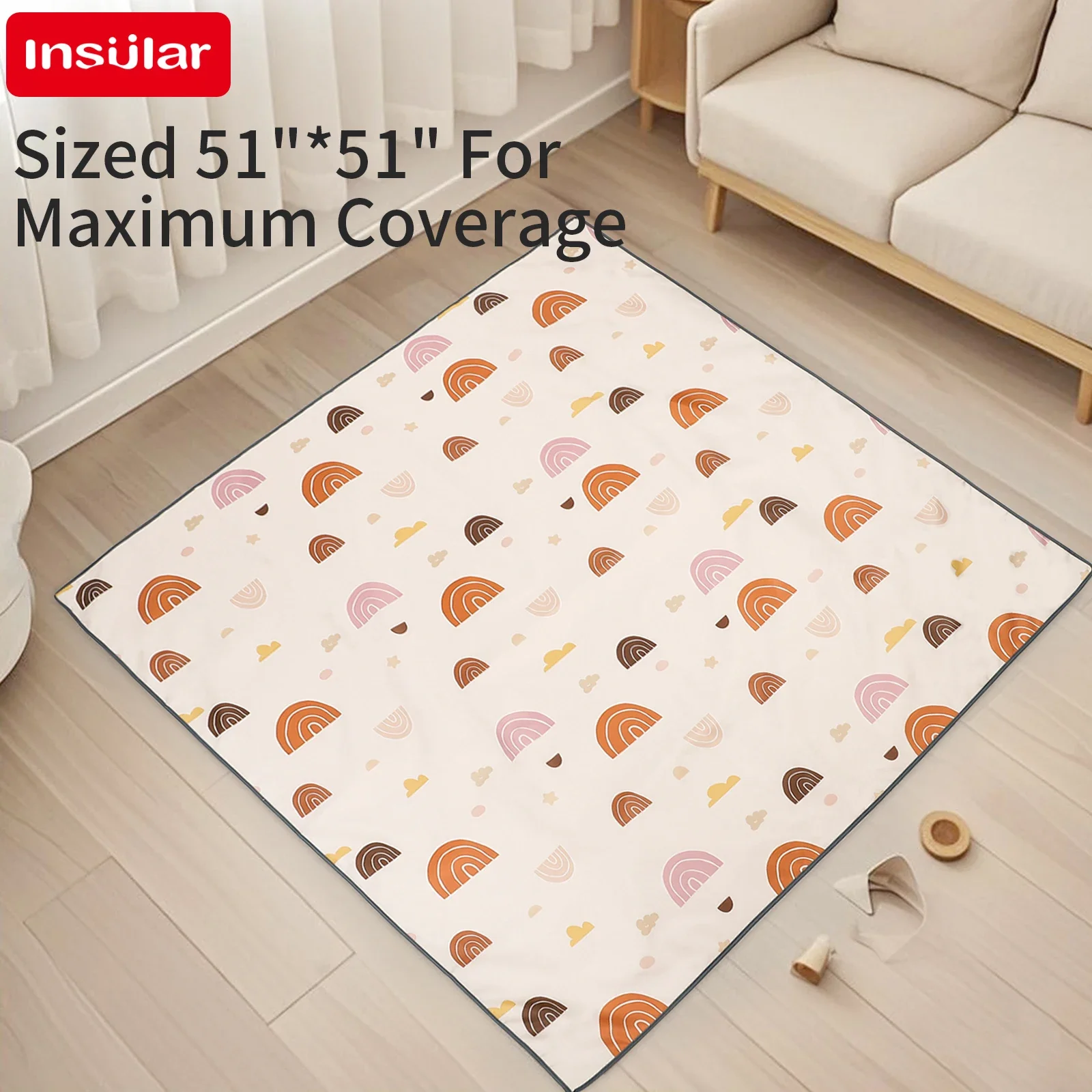Baby Mattress Waterproof - INSULAR faltbare Baby-Spielmatte, wasserdichte, rutschfeste, pädagogische