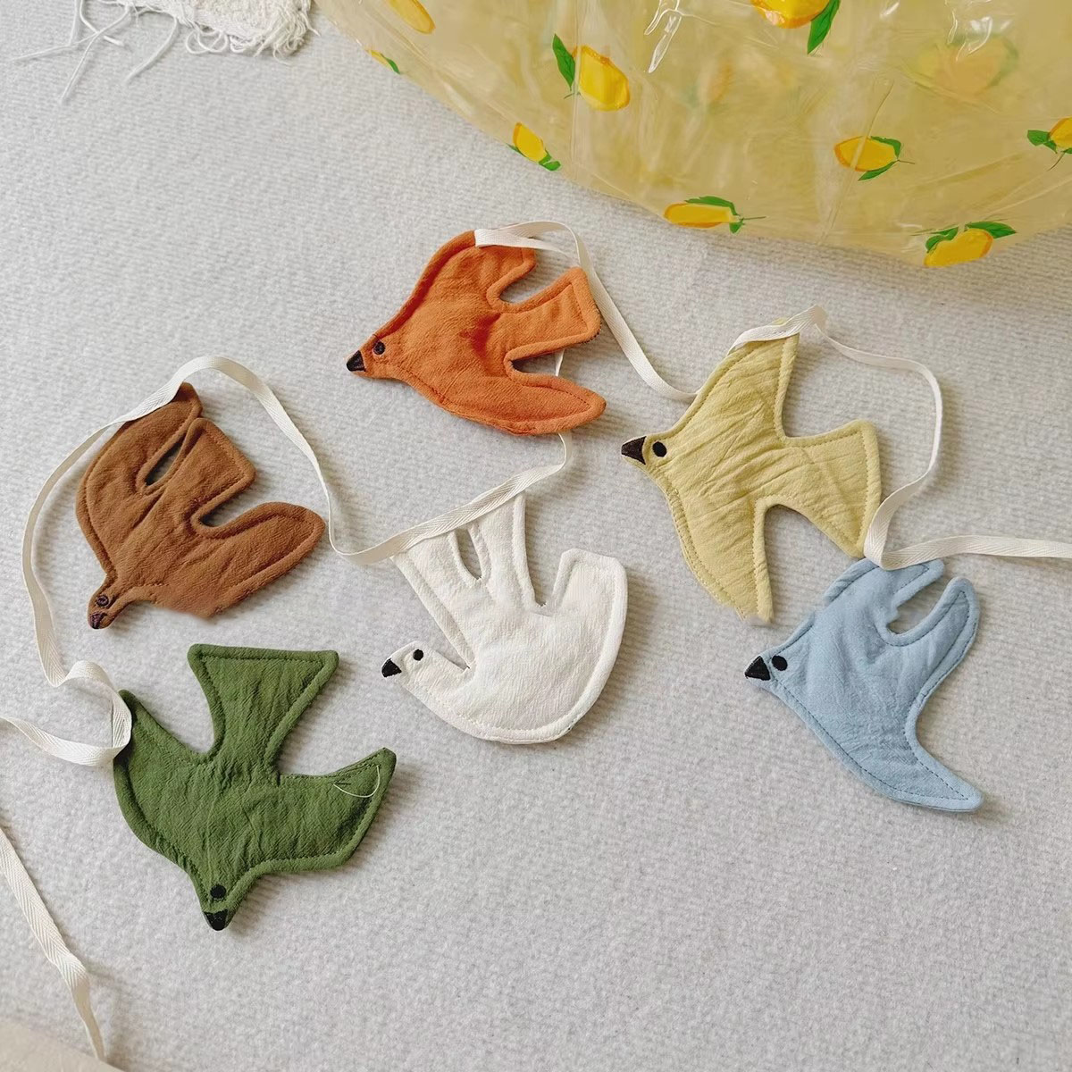 Baby Nursery Garland - Kinderzimmer Deko Stoff-Wimpelkette mit Vogelmotiven Party-Deko