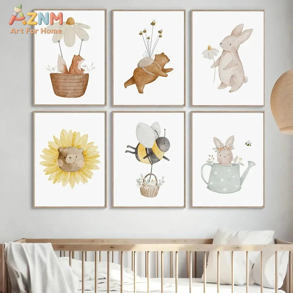 AZNM Aquarell-Bär-Fuchs-Tier-L – Baby Nursery Posters Bewertung und Preis