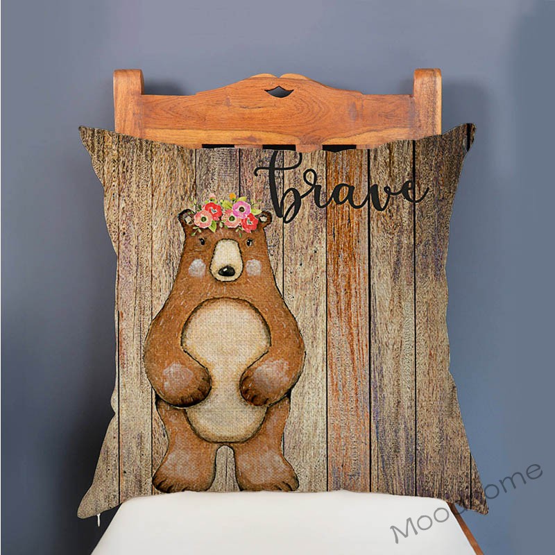 Niedliche Waldtiere, Holzstruk – Baby Nursery Cushion Bewertung und Preis