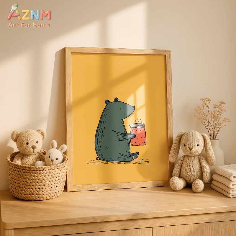 AZNM Cartoon Bär Honigglas Lei – Baby Nursery Yellow Bewertung und Preis