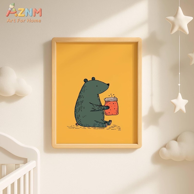 AZNM Cartoon Bär Honigglas Lei – Baby Nursery Yellow Bewertung und Preis