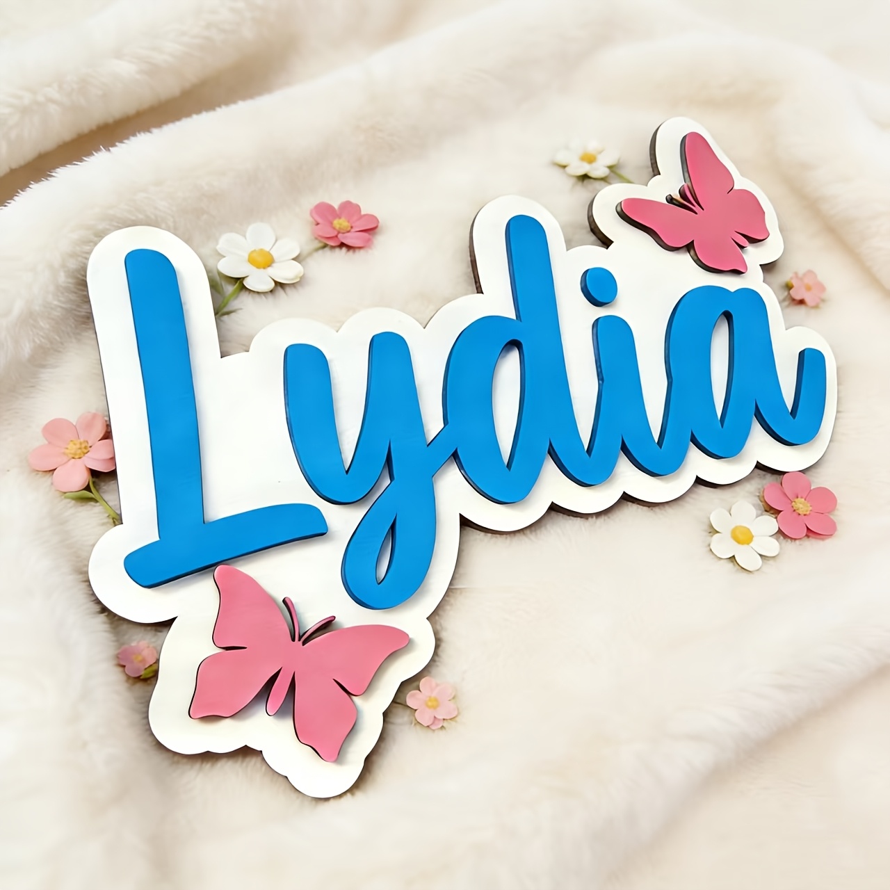 Personalisiertes blau-rosa Sch – Baby Nursery Name Sign Bewertung und Preis