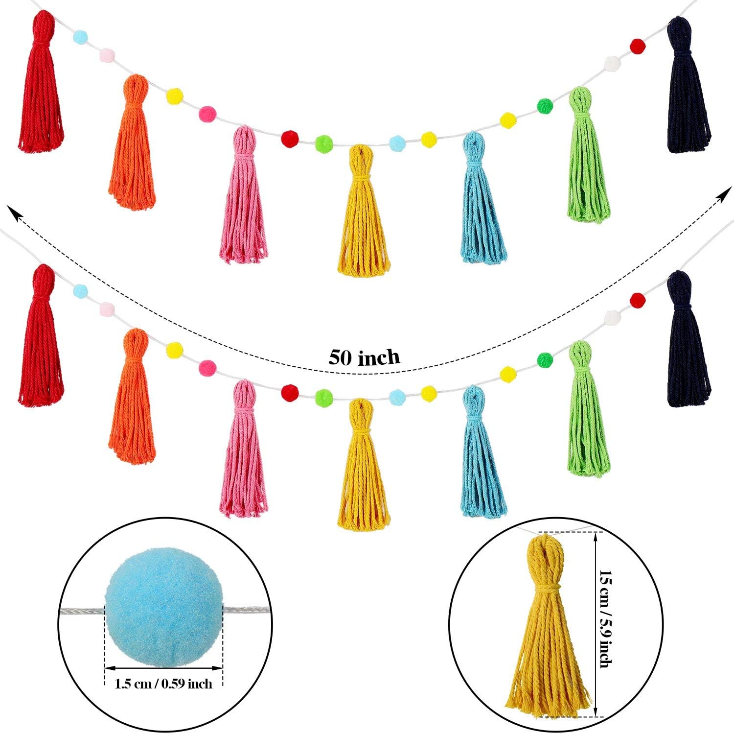 3-teilige bunte Regenbogen-Boh – Baby Nursery Garland Bewertung und Preis