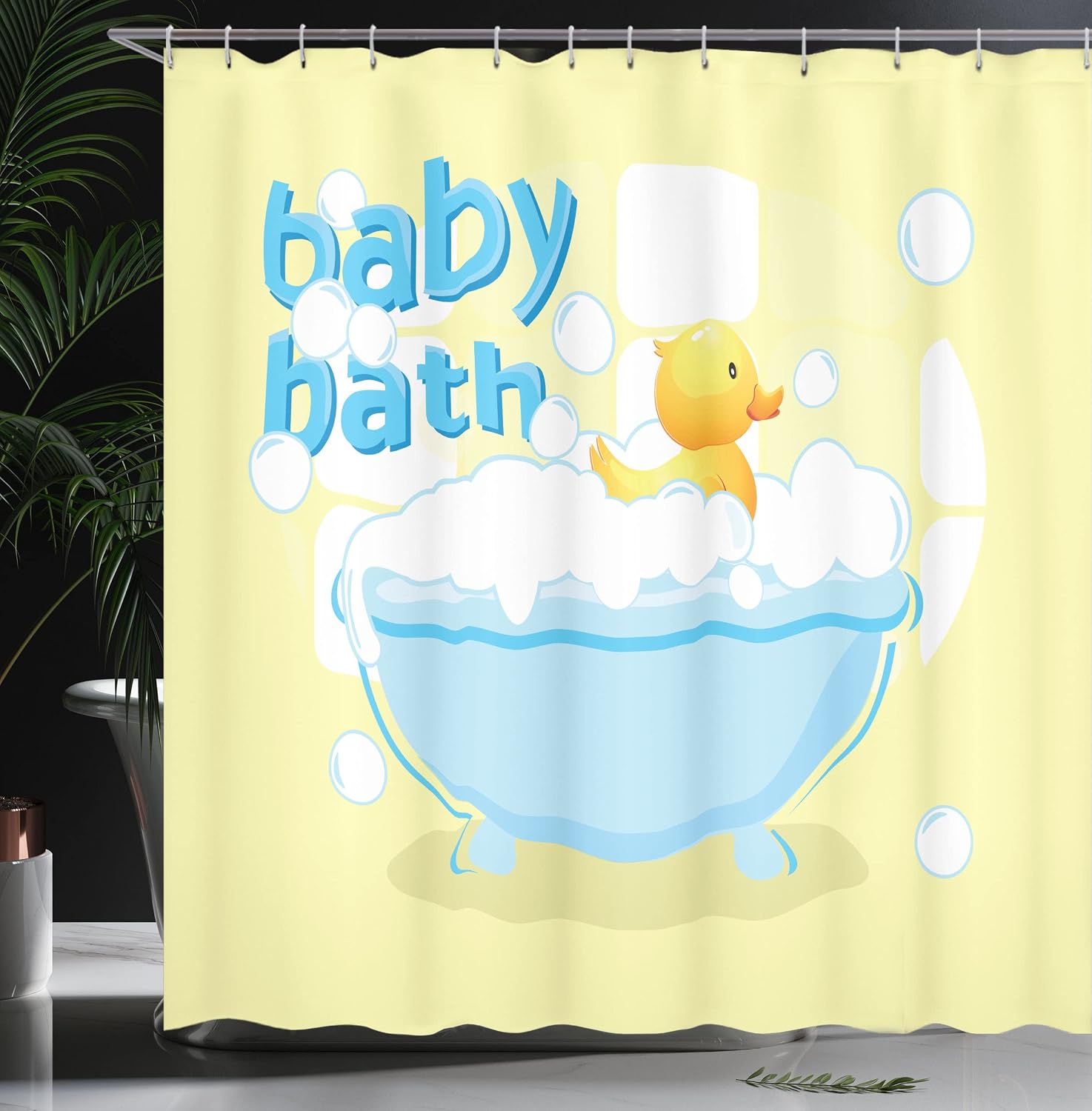 Gelber Baby-Badevorhang mit Lu – Baby Nursery Yellow Bewertung und Preis