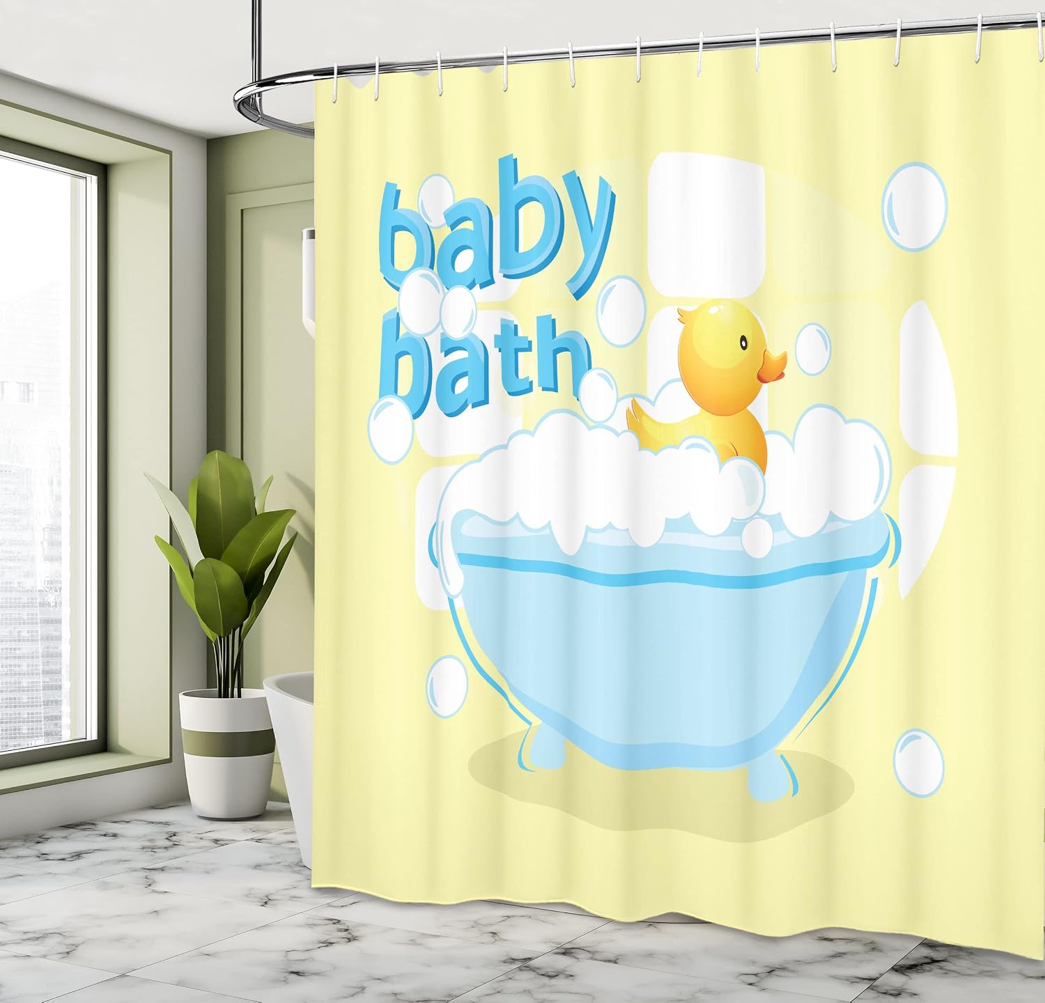 Gelber Baby-Badevorhang mit Lu – Baby Nursery Yellow Bewertung und Preis