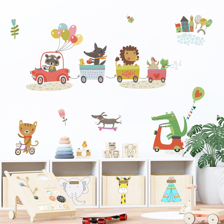 Cartoon Tier Zug Fahren Auto W – Baby Nursery Diy Bewertung und Preis
