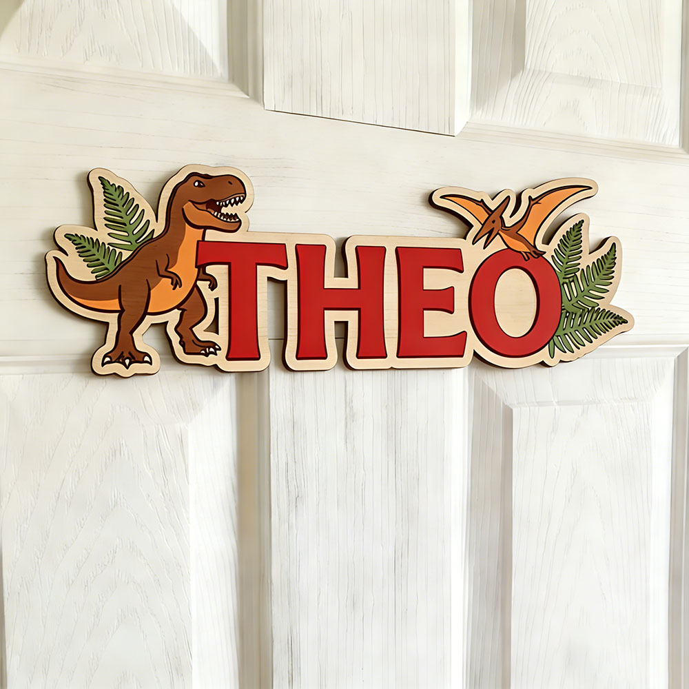Personalisiertes Dinosaurier-N – Baby Nursery Name Sign Bewertung und Preis