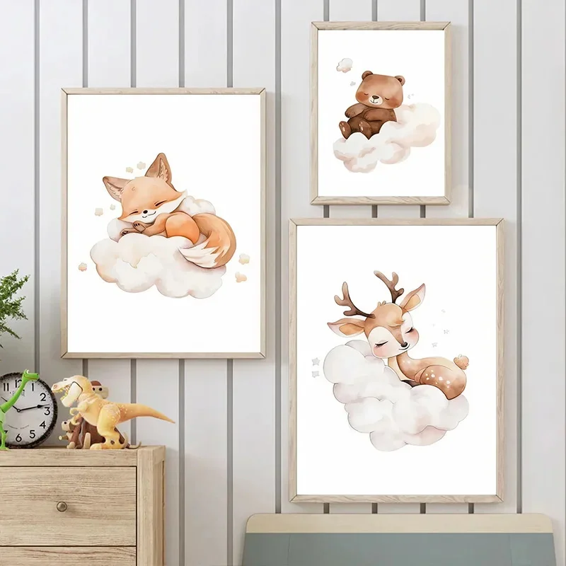 Cartoon Wolken Tier Leinwandbi – Baby Nursery Picture Frames Bewertung und Preis