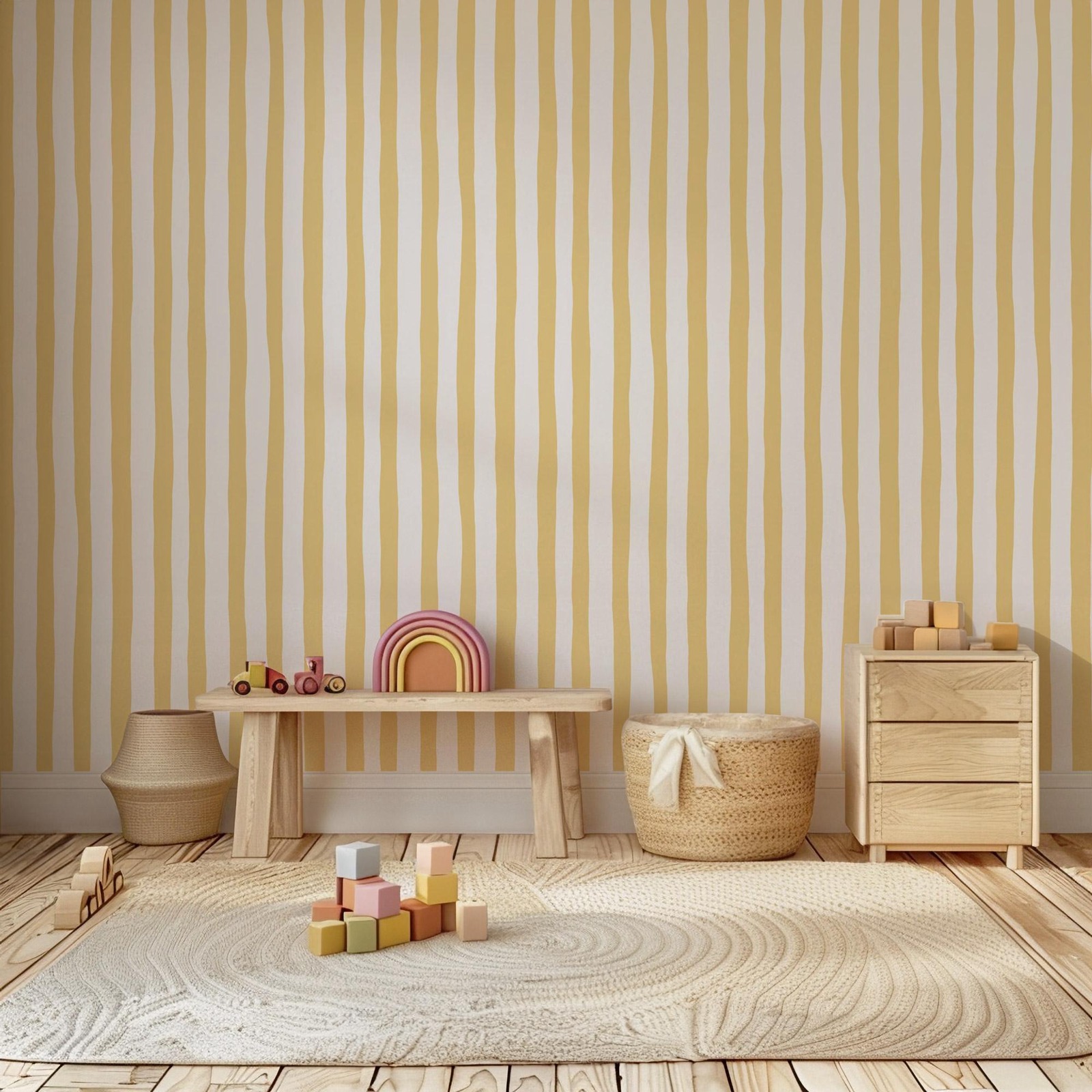 Sunshine Yellow Wobbly Stripes – Baby Nursery Yellow Bewertung und Preis