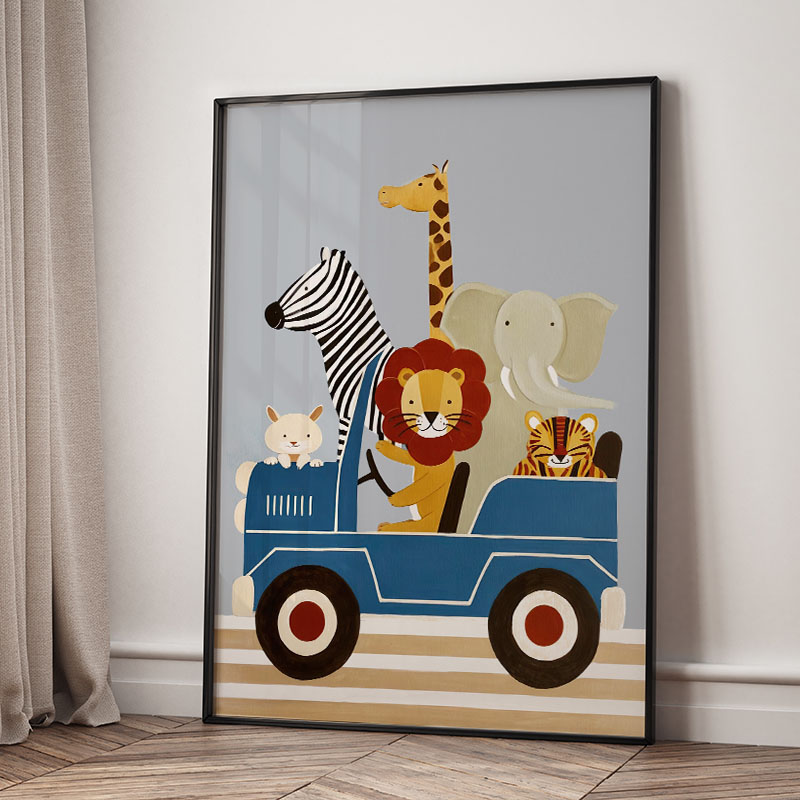 Lustige Cartoon-Tier Auto Ball – Baby Nursery Posters Bewertung und Preis