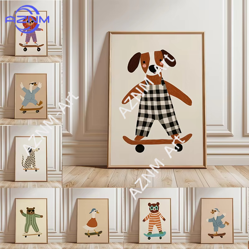 1 Stück Lustiges Tier-Skateboa – Baby Nursery Posters Bewertung und Preis