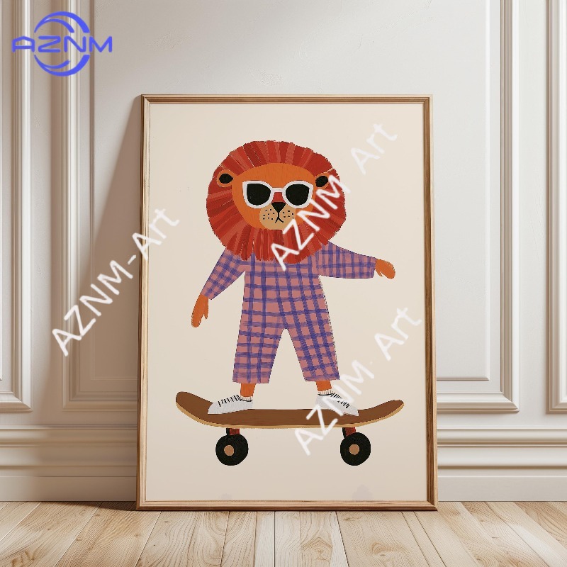 1 Stück Lustiges Tier-Skateboa – Baby Nursery Posters Bewertung und Preis