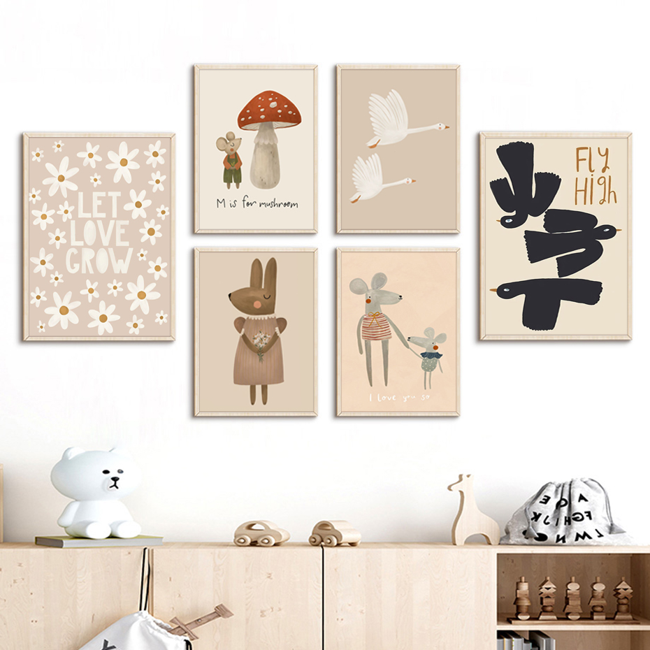 Boho Cartoon Kaninchen Maus Ga – Baby Nursery Picture Frames Bewertung und Preis