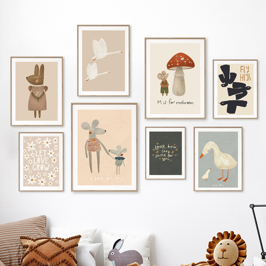 Boho Cartoon Kaninchen Maus Ga – Baby Nursery Picture Frames Bewertung und Preis